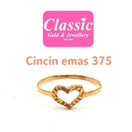 cincin emas 375 love/375gold ring love design/9k ring/375黄金戒指