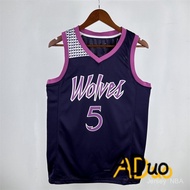 Hot Pressed Minnesota Timberwolves T-Shirt # 5 Anthony Edwards 2019 City Edition Basketball Jerseys