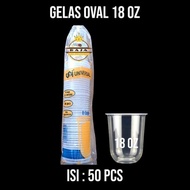 Borong Cup Gelas 18 Oz / Cup Gelas Oval 18 Oz / Gelas Plastik