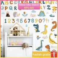 stiker dinding paud / wall stiker dinding pvc transparan abjad dan angka （30cm*90cm）wallstiker angka