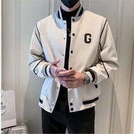 YIPINYOUYOU丨เสื้อแจ็คเก็ตลำลองทรงหลวมของผู้ชายเสื้อเสื้อแจ็คเก็ตเบสบอลครอปเข้ารูปพอดีพรีเมี่ยม