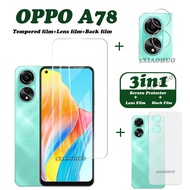 OPPO A78 Tempered Glass OPPO A78 Screen Protector OPPO A78 Camera Lens Protector Full Cover Screen Matte Privacy Glass 3 In 1 Carbon fiber back film