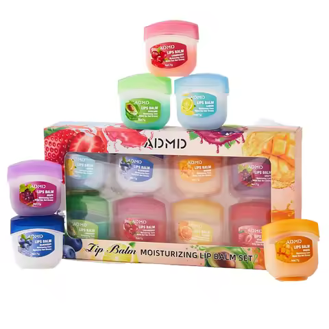 8 Pieces Vaseline Lip Balm Set Rose Lemon Flavor Moisturizing Anti-Dry Crack Long Lasting Nourishing