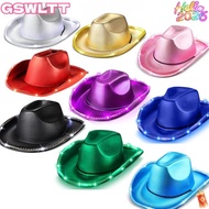 MKOFONU Light Up Cowgirl Hat, Comfortable Composite Space Cowgirl Hat, Durable EVA LED Shiny Cowboy 
