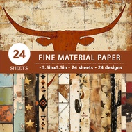 A5 Wild West Textured Scrapbooking Paper 24pcs Western Grunge Retro Orange For Junk Journal Collage