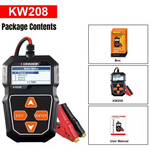KONNWEI KW208 12V Car Battery Test 100 to 2000CCA Cranking Charging Circut Tester SOH SOC Battery An