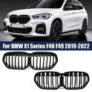 Gloss Black Single Slat Kidney Grille for BMW X1 Series F48 F49 2019-2022 Piano Black Carbon Style A