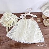 D22 (Tặng mũ) Váy đầm bé gái Váy đi biển hoa xinh 2 lớp cho bé gái