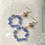 耳环🦋水晶珍珠耳勾 -14K包金 玻璃仿珍珠