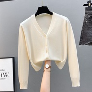 Knitted Sweater Women Cardigans Fashion White V-Neck Sweaters Knit Sweater Cardigan Women Tops Long 