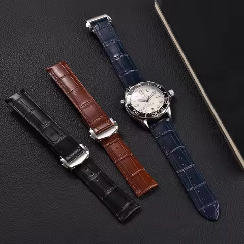 High Quality Leather Watch Strap 19/20/2122mm Adjustable For Omega Seamaster 007 300m/AT150 Genuine 