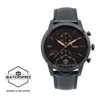 Fossil Men's Townsman 44mm Chronograph Black Leather Watch FS5585
