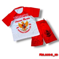 MERAH Red and White Clothes for Girls and Boys 80th One Set 17 August Kids Independence T-shirts Gar