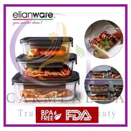 ELIANWARE Rectangle/ Square/ Round Glass Keeper/ Freezer Air Tight Food Container Cutlery Box/ Pembe