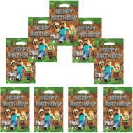 50 Keping Beg Hadiah Parti Pixel Games, Beg Hadiah Plastik Kartun dengan Pemegang, Beg Pembungkus Ha