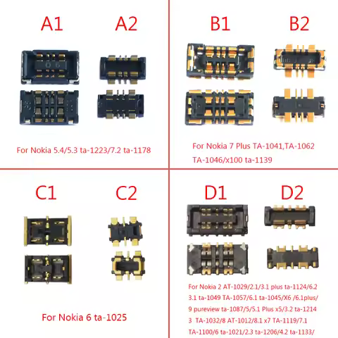 2Pcs Battery FPC Connector On Motherboard For Nokia 2 3 4 5 6 7 8 9 2.1/3.1/4.1/5.1/6.1/7.1/X5/X6/X7