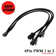 สายแปลง 4pin to 3 ways Y Splitter Cable Fan 4pin to 3 x 4 Pin / 3pin Extension