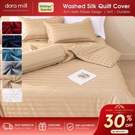 DORAMILL 🌟 Star Hotel Quilt Cover Washed Silk 3cm Stripes Quilt Cover 1200 TC Star Super Single Quee