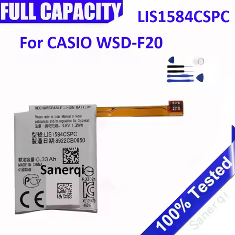 New Full LIS1584CSPC 500mAh Battery For CASIO WSD-F20 Smart Watch Battery + tools