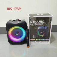 BTS1739 Color led Light Karaoke Bluetooth portable rechargeable wireless speaker free wireless mic
