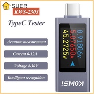 SUER Power Meter Tester, PD DC 4-30V 0-12A Current and Voltage Monitor,  KWS-2303C LCD Display Type-