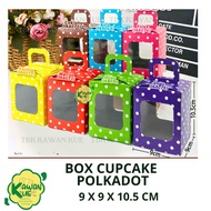 Polka Dot Cupcake Box - Cup Cake Box - Muffin Box Size 9 x 9 x 10.5 cm