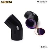 Black 3.5" 89MM Silicone 45 Degree Elbow Hose Bend Coolant Radiator Air Water For Honda CIVIC TYPE R B18C AF-SS45RS89