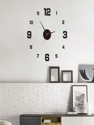 Ew創意夜光數字時鐘-靜音牆貼時鐘,適用於學習和起居室,diy免打孔設計