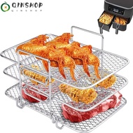 QINSHOP Air Fryer Rack, Stackable Cooker Dehydrator Rack,  Multi-Layer Stainless Steel Multi-Layer Dehydrator Rack Kitchen Gadgets