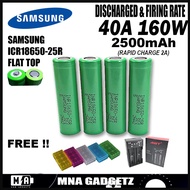 SAMSUNG 18650 25r  (FT)Rechargeable battery (2500mah 22a) ORIGINAL FREE GIFT 4 PCS (READYSTOK) MNA G