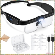 [L U T I] Magnifying Glasses Rechargeable with Light, 5 Lenses(0.75- 4.0X) and 3 LED Lights, Magnify