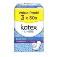 KOTEX LONGER & WIDE UNSCENTED LINER 3X30PADS