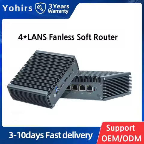 Pfense Fanless Mini Industrial Computer Celeron J4125 N4100 i225V 2.5G Lans UHD600 Video Card Soft R