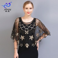 Prom Performance Shawl - 1920s Sequined Gauze Costume Accessory