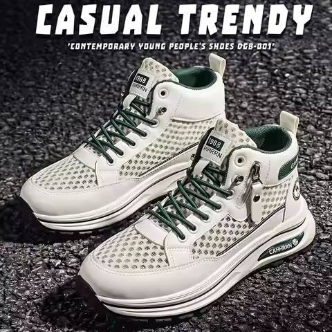 Mens Summer Breathable High Top Sneakers Comfortable Thick Sole Casual Shoes for Daily Commute Walki