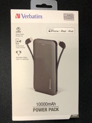 Verbatim 10000mAh PD &amp; QC 3.0 流動充電池 (連嵌入式充電線)