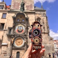 Macau Czech Prague Square Astronomical Clock Refrigerator Stickers Wooden Three-Turn Tourist Souveni
