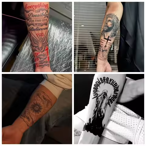 The Cross of Jesus Temporary Tattoos Biblical Text Tattoo Body Art Waterproof long-Lasting Fake Tatt