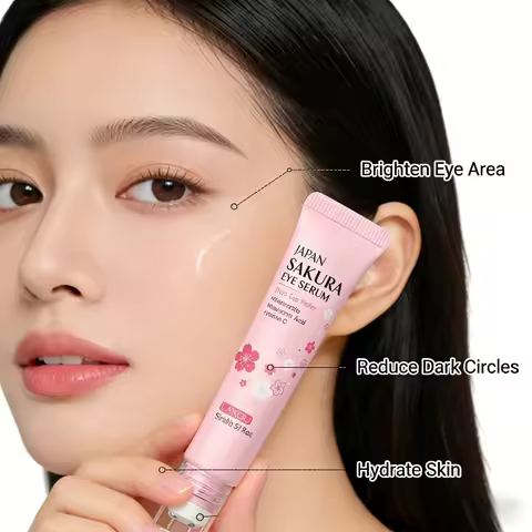LAIKOU Japan Sakura Eye Serum Hydrating Eye Essence Reduces Dark Circles Brightens Tired Eyes Fades 