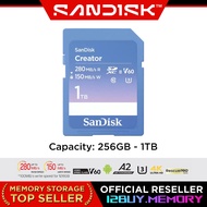 Sandisk Creator 4K 6K SD Card V60 U3 UHS-II Read Speed 280MB/s 256GB 512GB 1TB DXEPC 12BUY.MEMORY