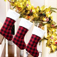 Christmas Gift Bag Christmas Door Hanging Decoration Supplies Checked Cloth Christmas Socks Gift Bag in Stock Wholesale
