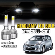 Perodua Myvi (2005-2011) LED Headlamp Light Bulb HID 6000K White High Beam Besar Lampu Kereta COB H4