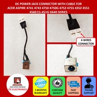 ACER ASPIRE 4741 4743 4750 4750G 4752 4755 4352 4551 4560 E1-451G D640 SERIES DC POWER JACK 4 WIRES 