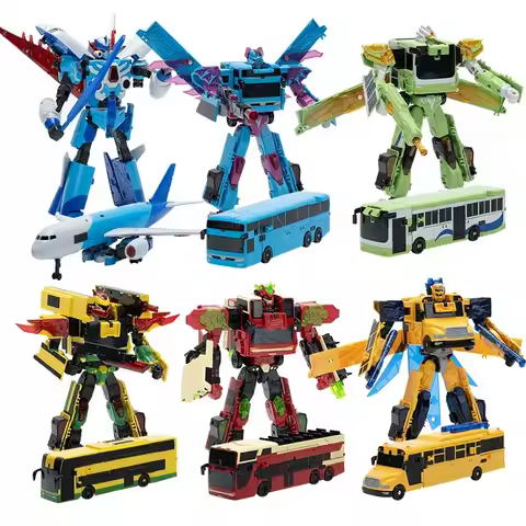 City Guard School Bus Transforming Robot Toys Action Figures Airliner Mecha Deformed Vehicle Tour Ca