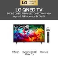 50 inch LG QNED AI Mini LED QNED70 4K Smart TV 2026