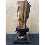 D8680 Natural Burmese Tree Jade Raw Ore Ornaments With Customized Log Base