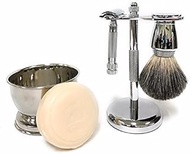 G.B.S Men’s Shave Set- Made in Solingen Germany 39C Slant DE Razor Double Edge Safety Razor, Badger 
