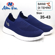 FIURI - NEW ERA - WINNER 35-43 BIRU NAVY - SEPATU SNEAKERS SLIP ON PRIA - SEPATU KNIT RAJUT - SEPATU