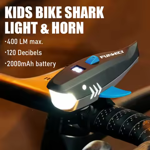 FUNWICT Kids Cute Bicycle Light Horn 400 LM Waterproof Scooter Bike Headlight Handlebar Boys Girls M