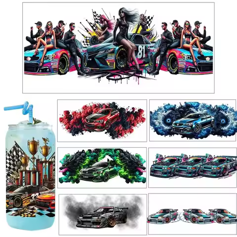 Watercolor Style Cool sports car UV Sticker Party DIY Decals 3D transfers uvdtf tumbler seal sticker